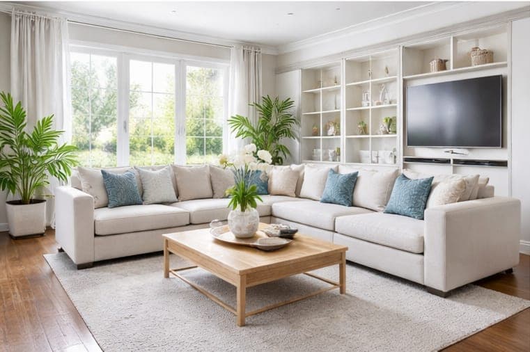 A tidy, freshly cleaned living room